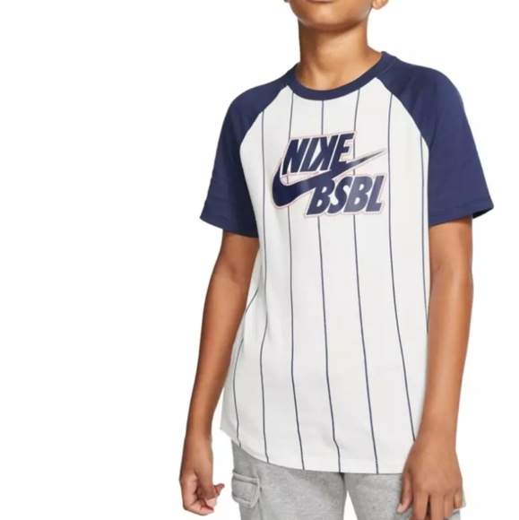Nike Sportswear Pinstripe Baseball Tee Size L New - Picture 1 of 8
